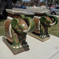 Porcelain Garden Elephant Statue