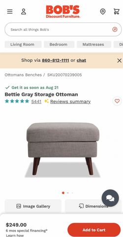 Bettie Gray Storage Ottoman – Like New