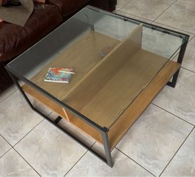 West Elm Glass & Wood Square Coffee Table