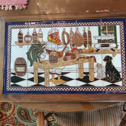 HANDPAINTED ROCHE TILE FRAMED ART