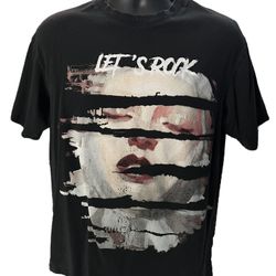 Let’s Rock Black T-Shirt of Woman’s Face Large Alternative Grunge Rock-inspired