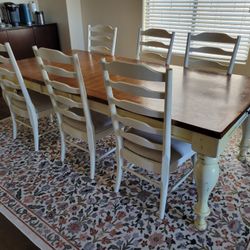 Wood Farmhouse Dining Table And 6 Chairs
