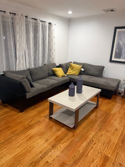 Living room sofa with 3 tables