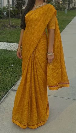 Indian Women's Partywear Printed Saree with With Chandrakala Readymade Blouse