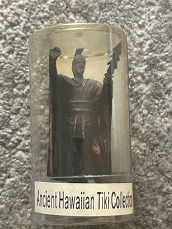 Vintage Hawaiian Tiki Figurine Polynesian Decor Carved Style Statue Display Case Island Collectible