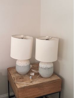 Crate and barrel Quinn Grey and White Table Lamp 19"