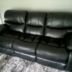Electric Black leather Couch 