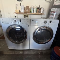 LG White Front Load Washer and Gas Dryer Set