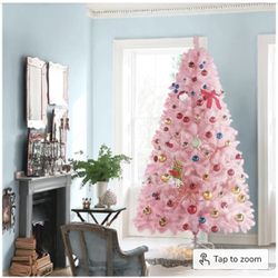 7.5ft Pink Artificial Christmas Pine Tree Seasonal Holiday Carnival Home Party Decoration for Home, Office, Party Decoration Indoor Outdoor with 1539 