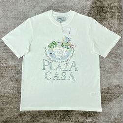 Casablanca Swan Print Crew Neck T Shirt White 
