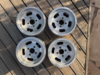 13” x 6” inch slotted mag wheels, aluminum, 4 on 4.5”, Mustang, Falcon, Corvair, Datsun, Triumph