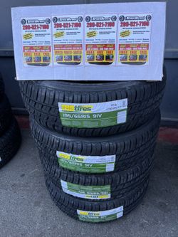195/65R15 SET OF 4 NEW TIRES WITH INSTALLATION AND BALANCING