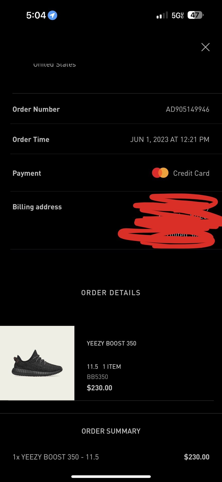 Yeezy Pirate Black 350s (2023) Size 11.5