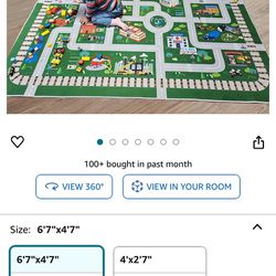 Kids Rug,Playroom Car Rug Play Mat,City Life Road Rug For Cars,Fun City Map For Track Toys,Carpet For Bedroom Boys (6'7"X4'7")