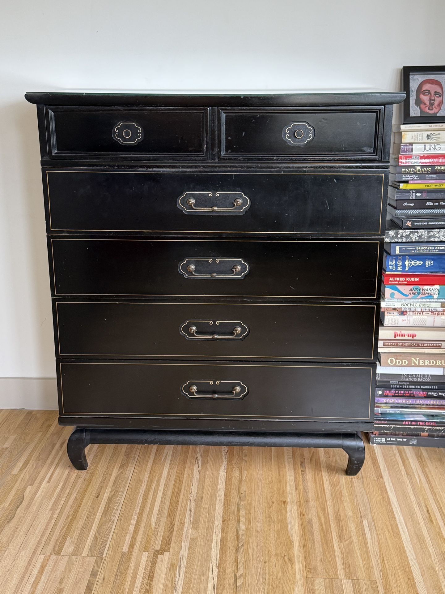 🖤 Exquisite MCM 5 tier Black Lacquer Dresser – American of Martinsville , c. Late 50s early 60s