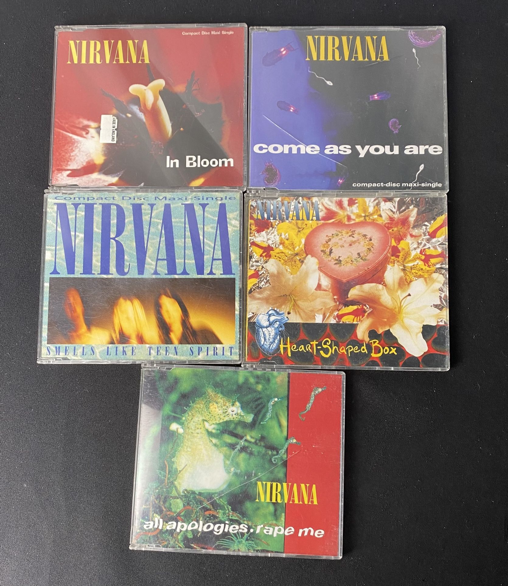Nirvana 5 CD Rare Import Lot In Bloom All Apologies Come As You Are Smells Like Teen Spirit Heart Shaped Box (Rare Collectors Items!)