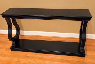 Black Wood Console Sofa Table with Lower Shelf