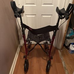 Vive Health Upright Rollator Walker with Foldable Transport seat