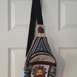 Himalayan Hemp and Cotton Boho Sling Backpack