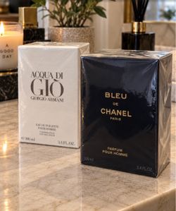 Acqua di Giò & Bleu de Chanel Parfum | Giorgio Armani + Chanel | 100ml / 3.4oz | Authentic Designer Men’s Fragrances | $100 Duo