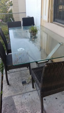 Glass family dinner table with 6 chairs delivery included