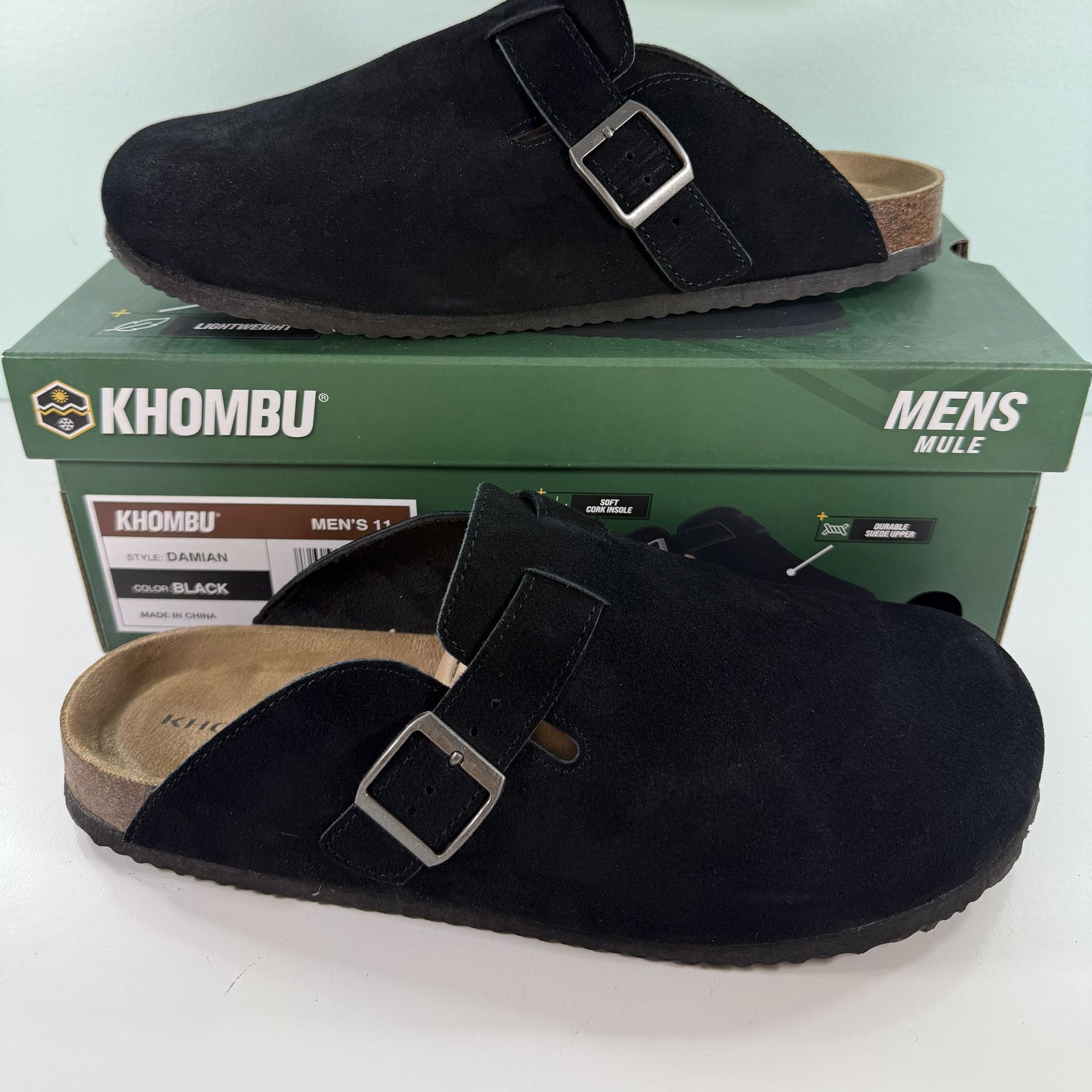 Khombu Men\'s Black Suede Slip-On Mule with Buckle Khombu Suede Slip-Ons for Men | Mercari main image 2