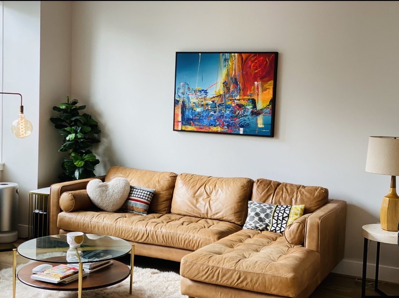 Article - Sven Charme Tan Right sectional Sofa 