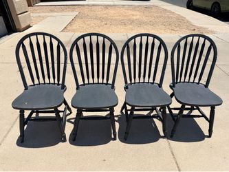 Set (4) Black Wood Kitchen Dining Chairs (LxWxH: 16” x 18” x 38”)