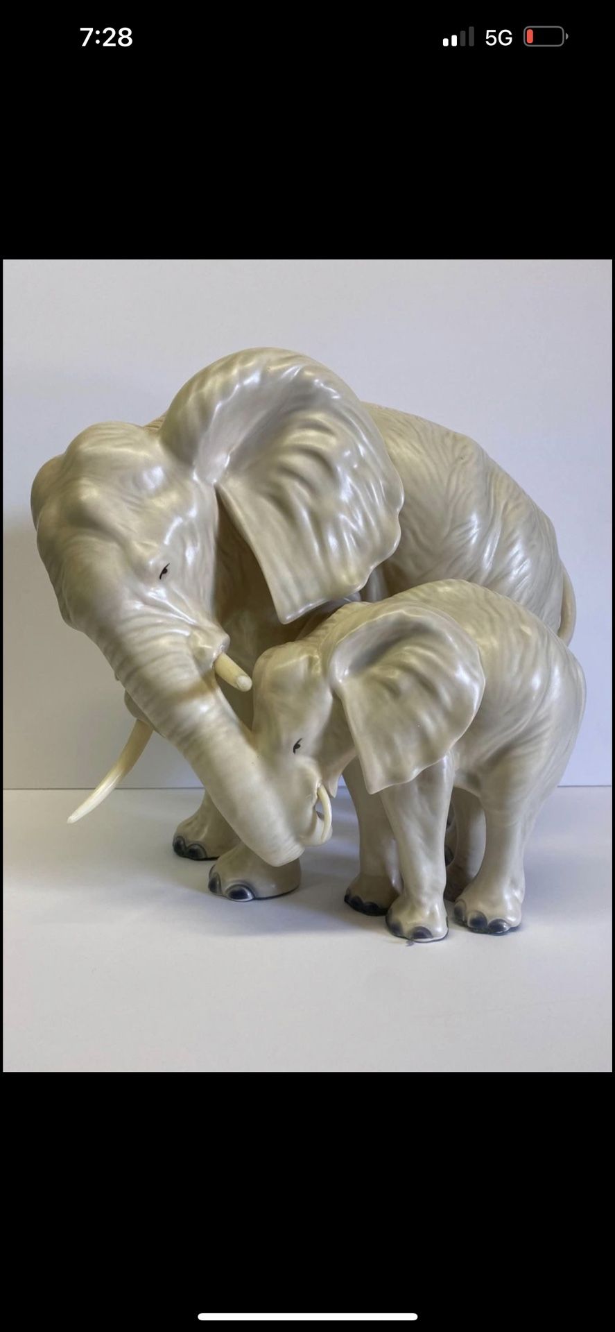 Vintage ceramic elephant pair from 1988 Mexico cuernavaca ceramica mother child sculpture statue