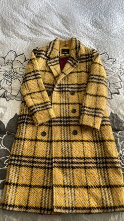 Sam Edelman Yellow Plaid Wool Coat