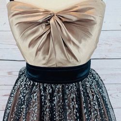 Satin Brown Black Silver Formal Dress