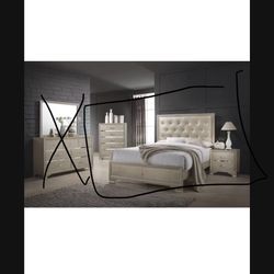 Dene Champagne Gold Upholstered King Bedroom Set