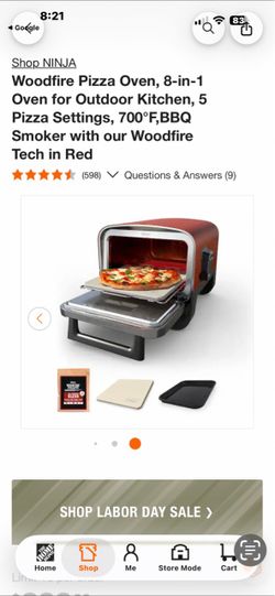 Ninja Ninja  Woodfire 8-in-1 Outdoor Pizza Oven Red