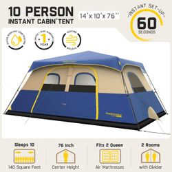 FanttikOutdoor Camping Tent 4/6/8/10 Person Instant Cabin Tent Setup in 60 Seconds with Rainfly & Windproof Portable with Carry Bag for Family Camping