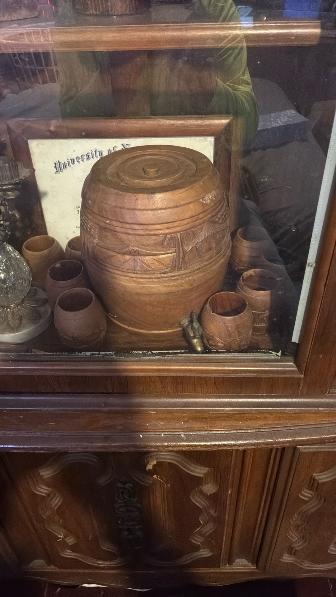 Hand carved Drinking Keg And Mugs