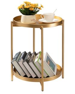 2 tier gold side table