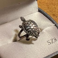 925 Sterling Silver, Animated Turtle Ring-Moving Feet Tail And Head Size 8