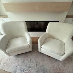 2 Grandin Road Swivel Accent Chairs  