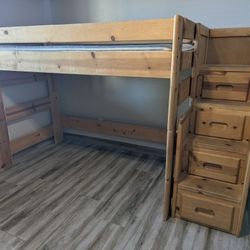 Twin Size Loft Bed With Mattress 