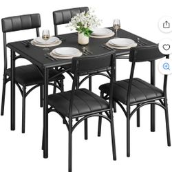 Yiwa Set of 5 Dining Tables Set with Counter Height Table & 4 Bar Stools, Modern Kitchen Dining Set
