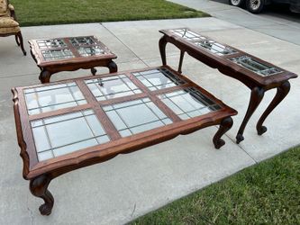 3- Piece Glass and Wood Coffee table set
