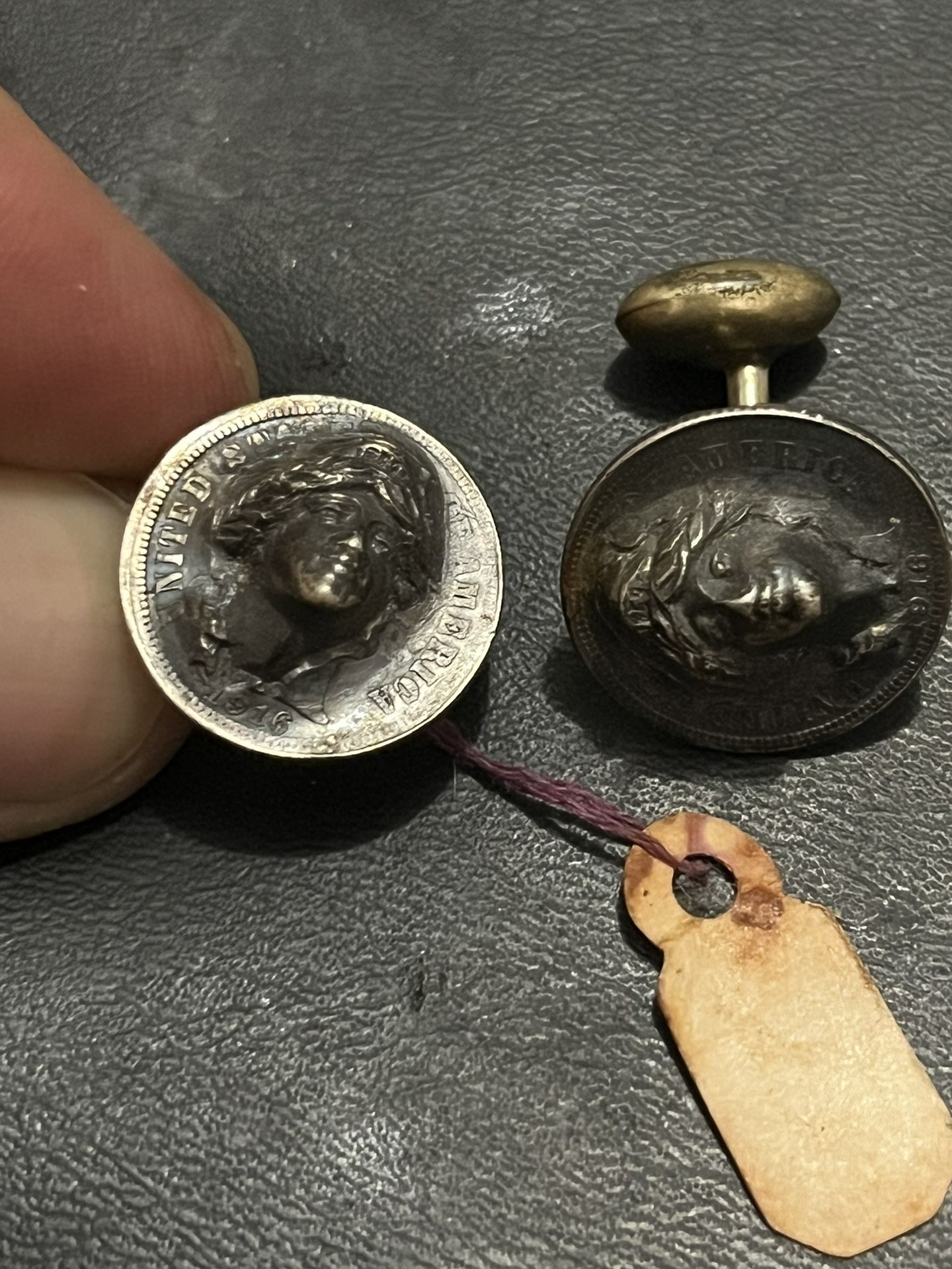1916 Barber Dime Pop Out Cuff Links