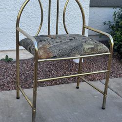 Vintage Gold Metal Vanity Chair With Animal Print Cushion
