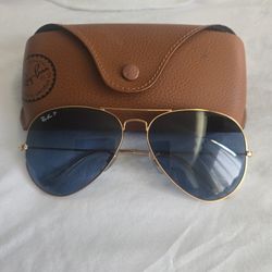 rayban aviator  classic  blue and gold