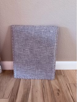 24” x 19” linen fabric memo board or bulletin pinboard with metal nailhead/stud border
