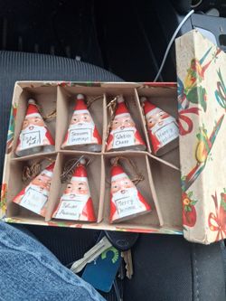 Vintage Santa Claus Bell Christmas Ornaments Set