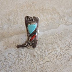 Sterling Silver & Turquoise Navajo Pin