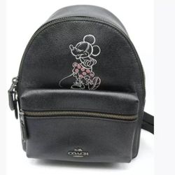 COACH Disney Backpack Black Leather Minnie Mouse