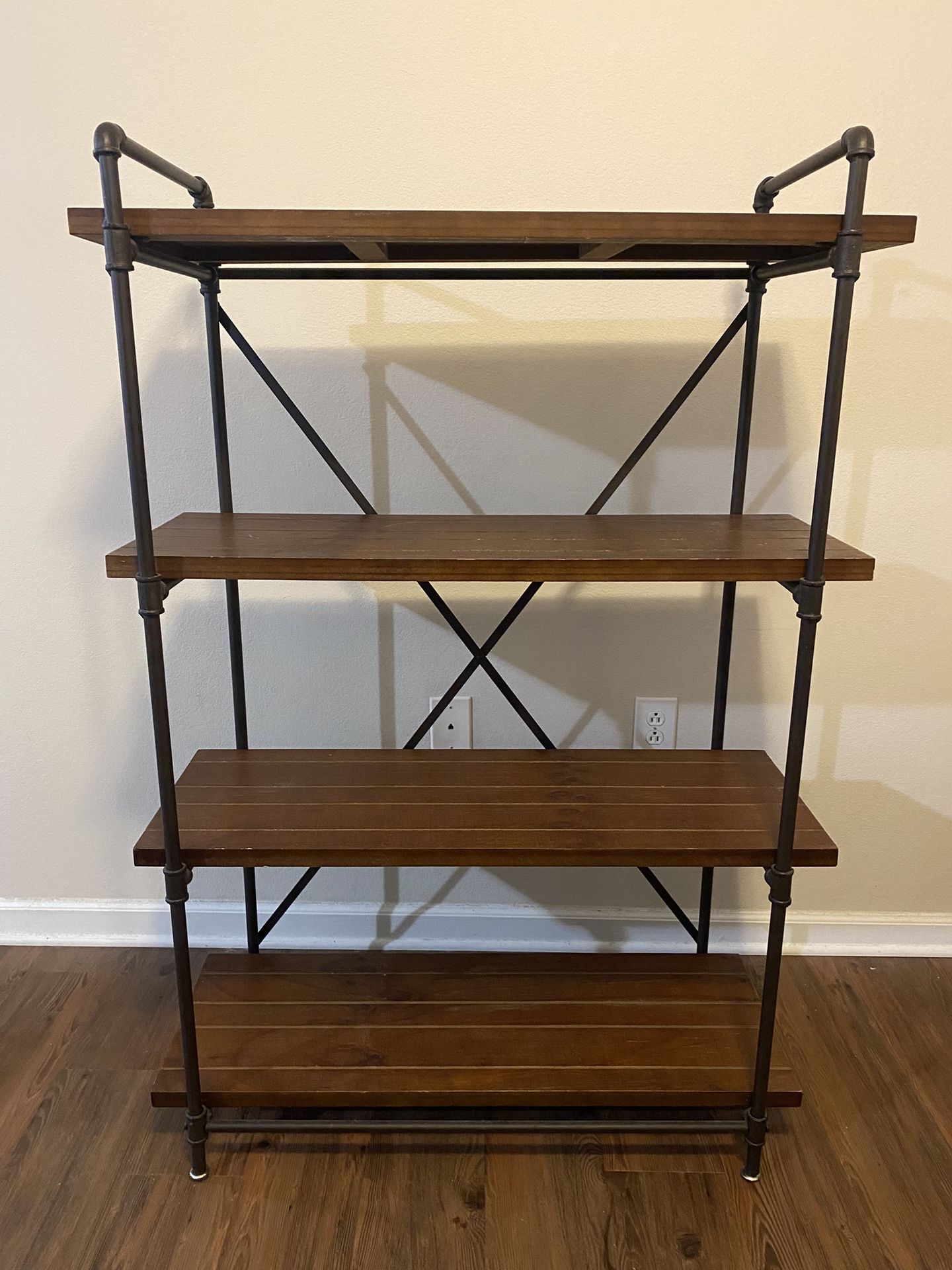 Industrial Wood & Metal Shelf – 4-Tier Bookshelf / Storage Rack