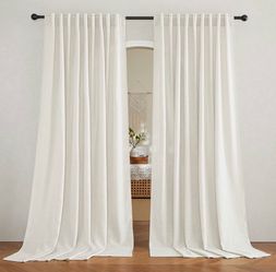 New RYB linen Extra Wide Sheer Curtains W70 × L95, Elegant white linen-look drapes for a clean, airy home accent. These unbranded curtain panels add s